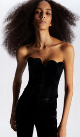 TRÄGERLOSES KORSETT-CROPPED-TOP IN SCHWARZ